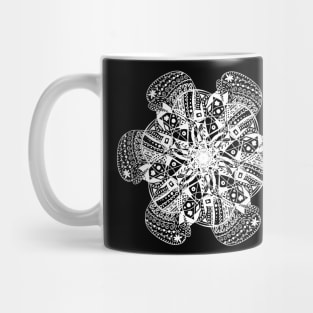 Trendy stylish white color print mandala. Hand drawn illustration. Posters and Art Prints Mug